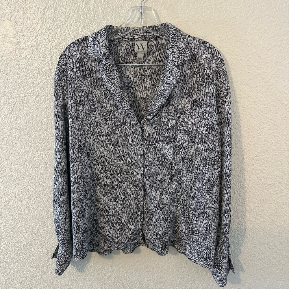 Worthington Black & White Patterned Women’s Button Down Top